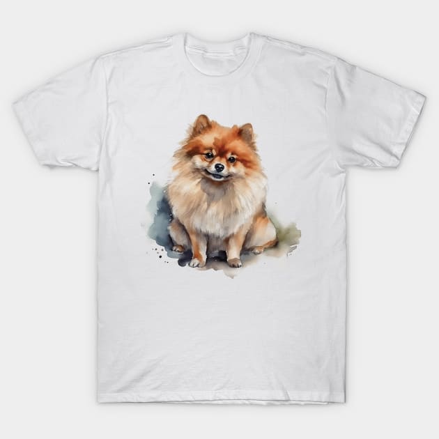 Pomeranian Watercolor Style T-Shirt by Gadsengarland.Art